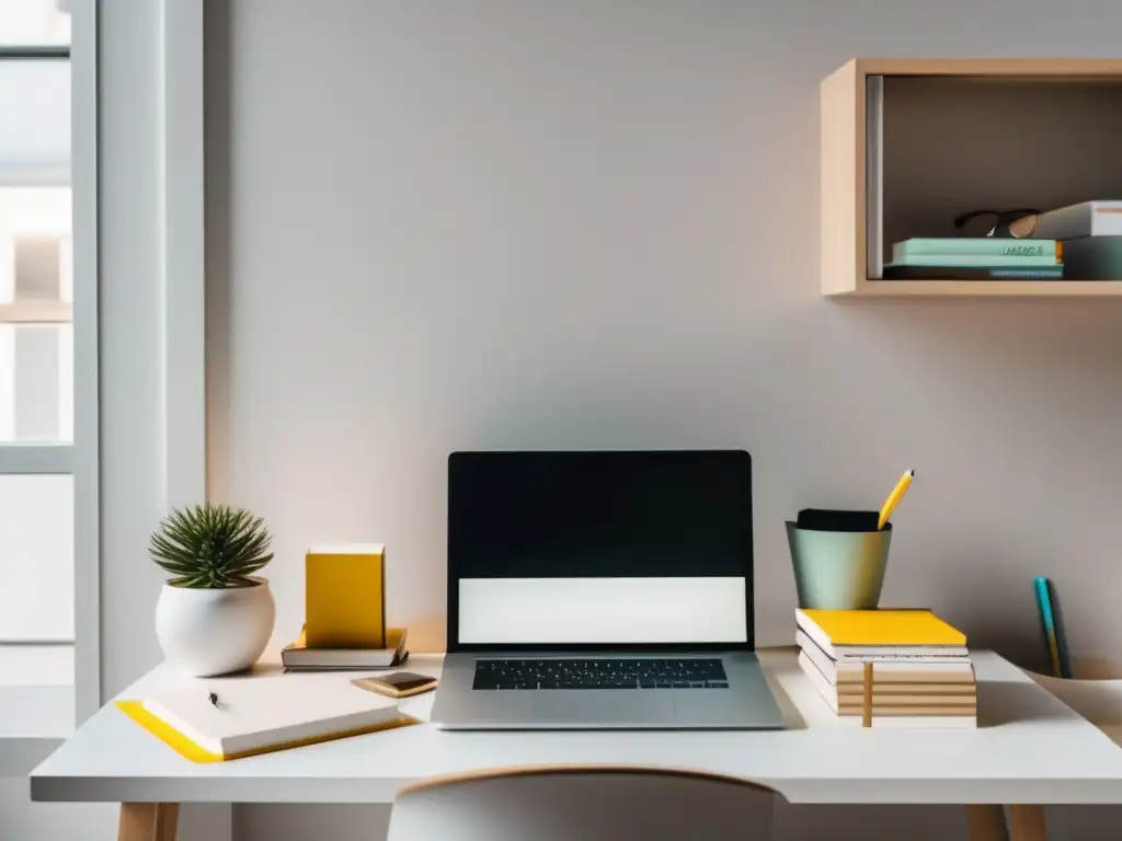Espacio de estudio organizado y minimalista Espacio de estudio bien organizado para admisiones universitarias