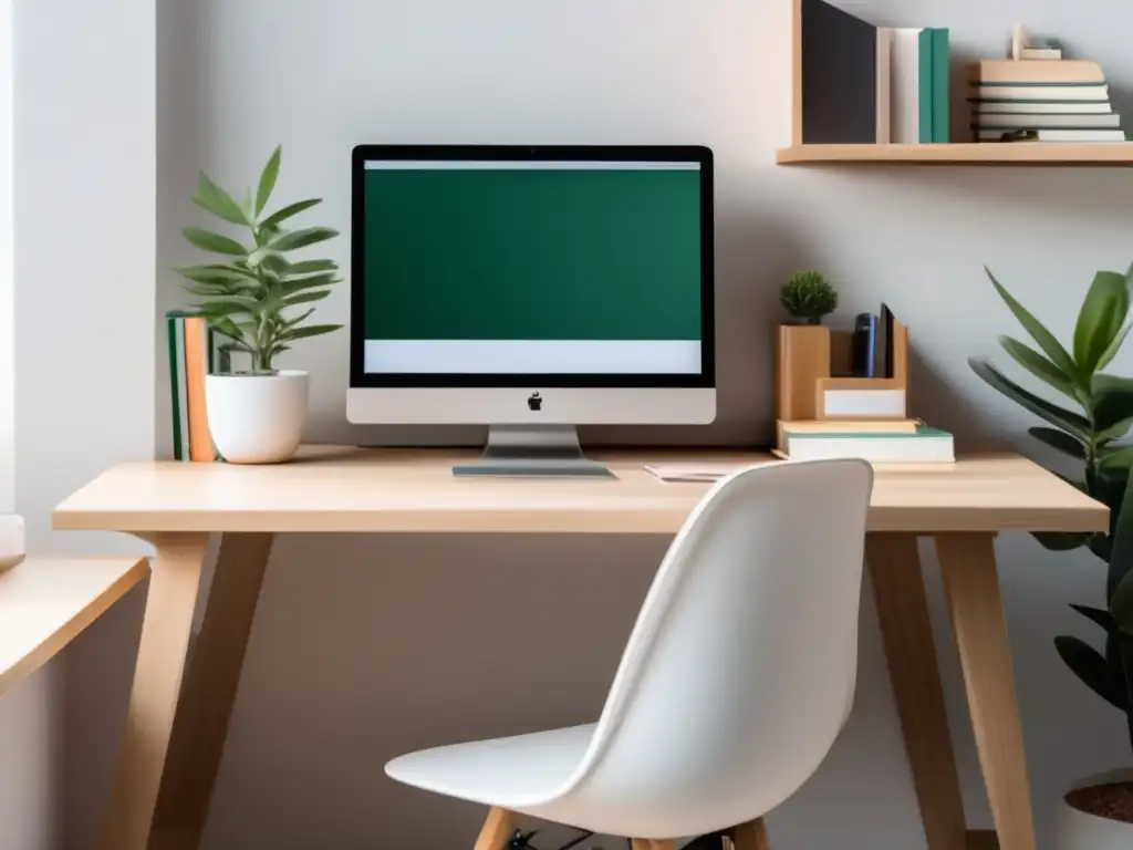 Espacio de estudio minimalista y organizado Espacio de estudio organizado con equilibrio entre vida académica y personal