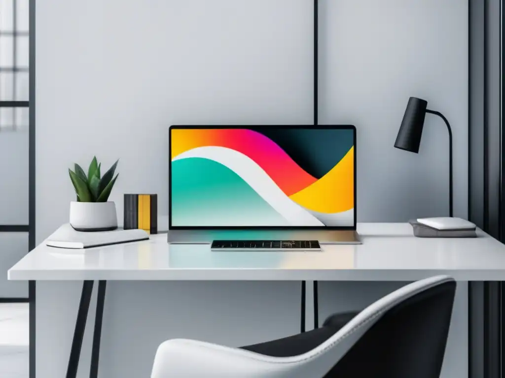 Espacio de trabajo minimalista blanco y elegante Espacio de trabajo minimalista en blanco con financiamiento para estudios en el extranjero