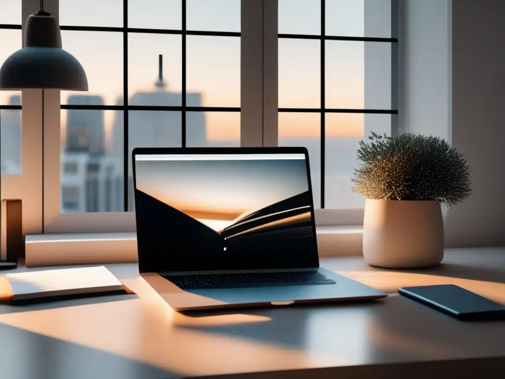 Espacio de trabajo minimalista y organizado Espacio de trabajo minimalista con diseño moderno - Estrategias para el éxito universitario