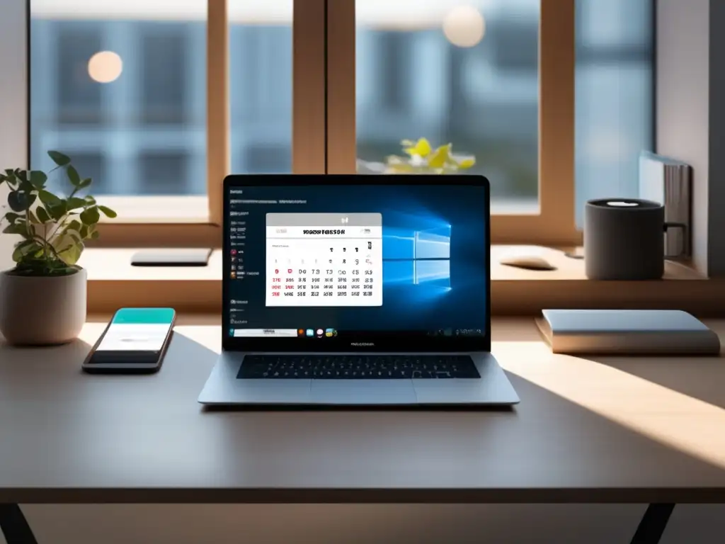 Espacio de trabajo minimalista y productivo Espacio de trabajo minimalista con herramientas digitales para la productividad y estrategias para superar ansiedad universitaria