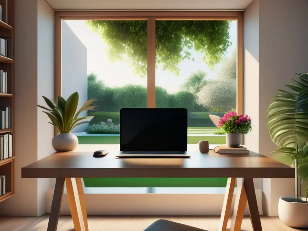 Espacio de trabajo minimalista con vista al jardín Espacio de trabajo minimalista con luz natural - Motivación intrínseca en admisiones universitarias