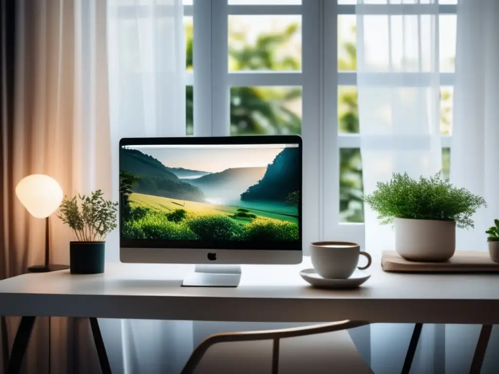 Espacio de trabajo minimalista y sereno Espacio de trabajo minimalista con luz natural - Estrategias para superar primer semestre universidad