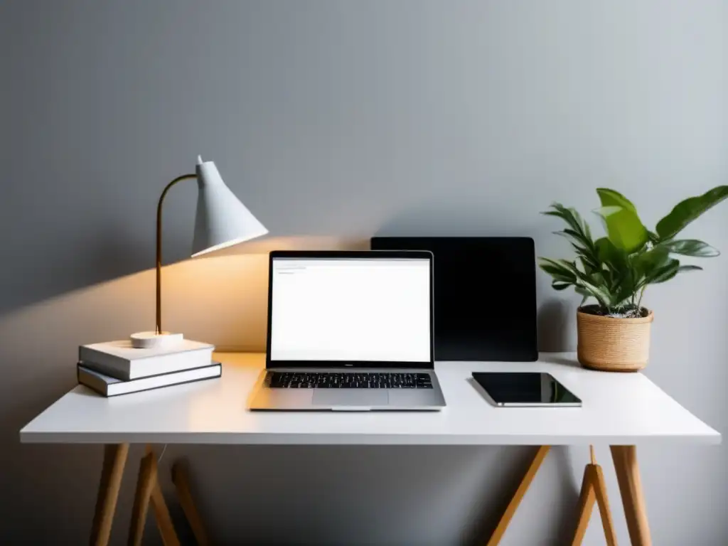 Espacio de trabajo minimalista y organizado Un espacio de trabajo minimalista para una preparación efectiva en exámenes universitarios
