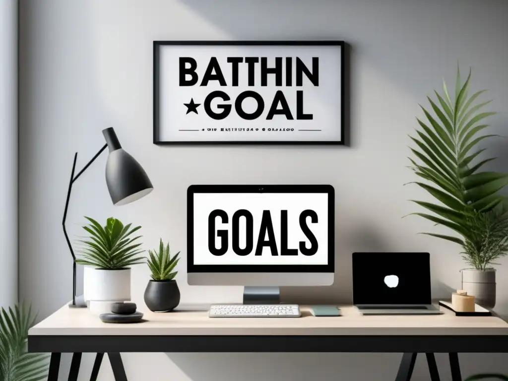 Un espacio de trabajo minimalista y sereno con luz natural Espacio de trabajo minimalista y sereno con una cita motivadora