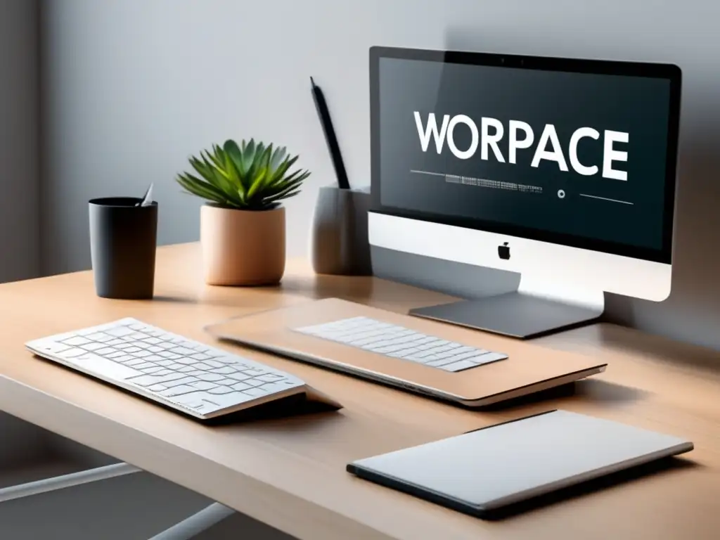 Espacio de trabajo minimalista y moderno Espacio de trabajo moderno con vista a la ciudad - Importancia de la educación superior en el desarrollo profesional
