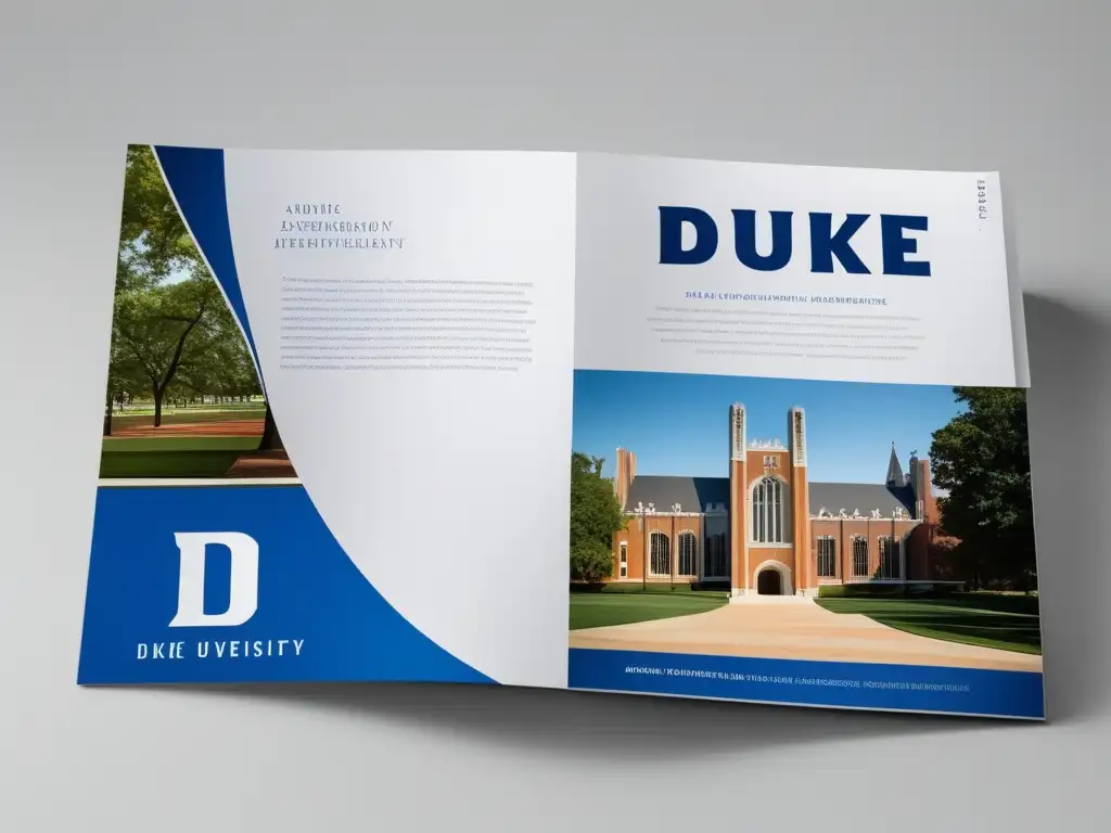 Brochure de admisiones de Duke University Estrategias admisiones universitarias Duke, folleto informativo sobre campus y requisitos