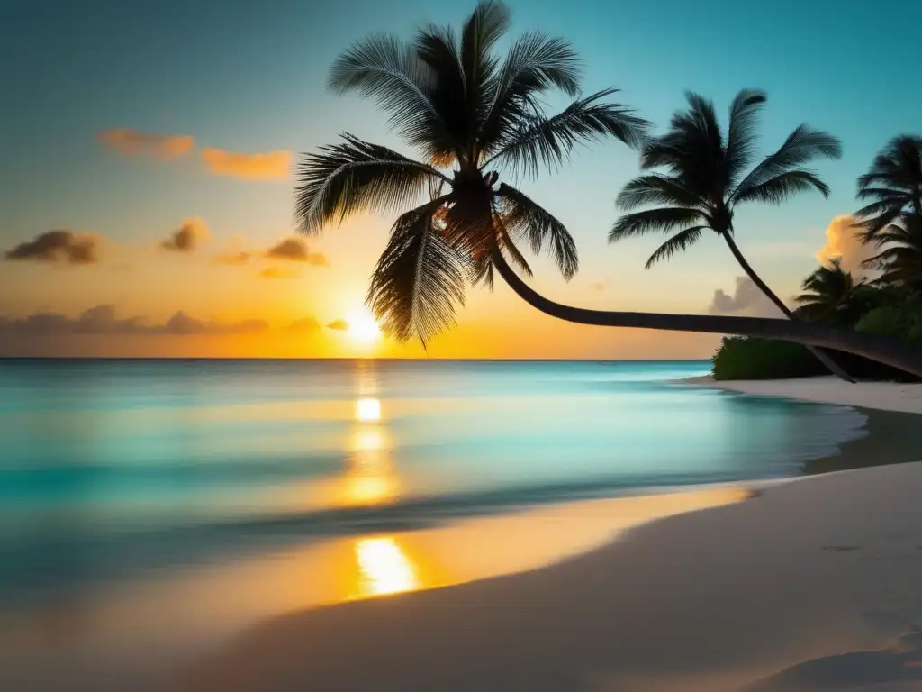 Playa caribeña al atardecer Estrategias de éxito para exámenes universitarios en el Caribe: playa caribeña al atardecer, tranquilidad y inspiración