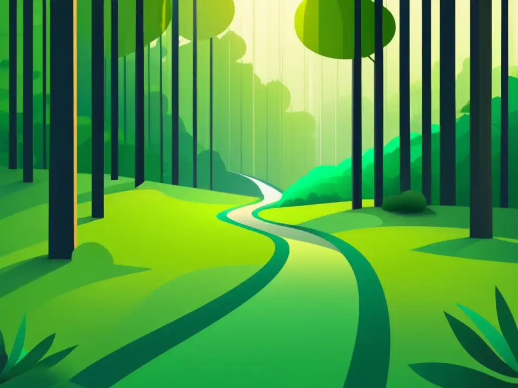 Camino hacia el éxito académico Estrategias para definir metas académicas en un sendero verde y luminoso en el bosque