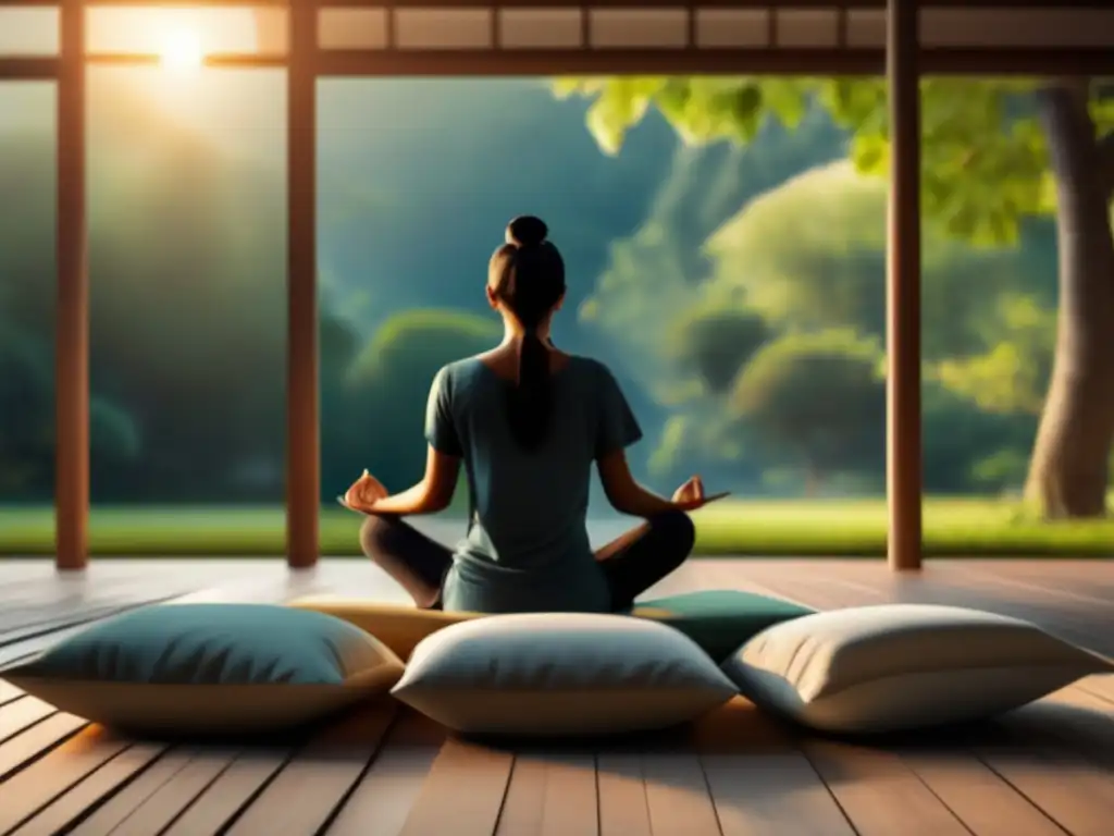 Imagen de meditación para reducir el estrés Estrategias pensamiento positivo para admisiones universitarias
