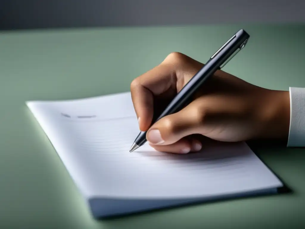 Mano escribiendo con elegancia Estrategias para responder preguntas de caso en entrevistas universitarias