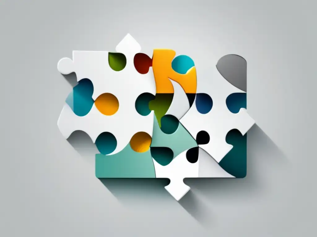 Rompecabezas interconectado para entrevista de admisión Estrategias para responder preguntas de caso en entrevistas universitarias: imagen moderna y minimalista con piezas de puzzle interconectadas