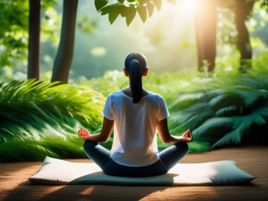 Paz y relajación en la naturaleza Estrategias preuniversitarias para manejar el estrés: persona relajada rodeada de naturaleza