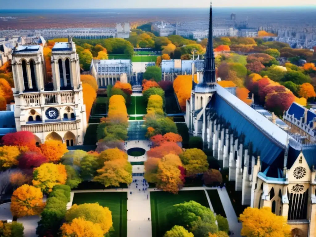 Campus de Notre Dame en otoño Estrategias de admisión universitaria Notre Dame: Imagen otoñal de alta resolución de la Universidad de Notre Dame, con colores vibrantes y un ambiente tranquilo
