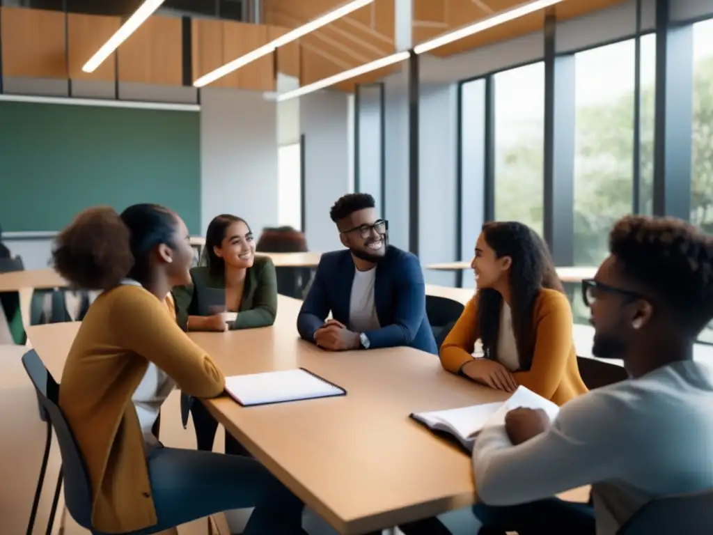 Estudiantes diversos en aula moderna Estrategias admisión universitaria superar obstáculos socioeconómicos con diversidad e inclusión en aula moderna