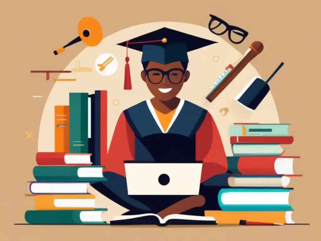 Estudiante polifacético con logros académicos Estudiante con diversas actividades, graduación y pasiones que representa un estudiante completo
