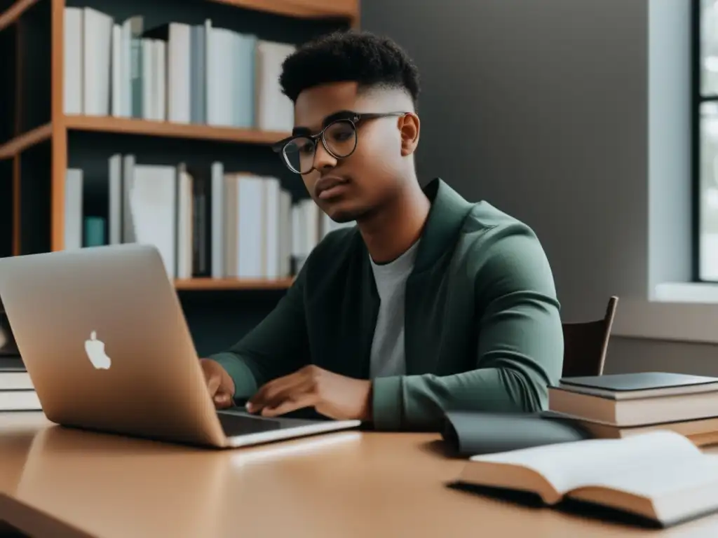 Estudiante concentrado preparándose para Princeton Estudiante preparándose para admisiones en Princeton