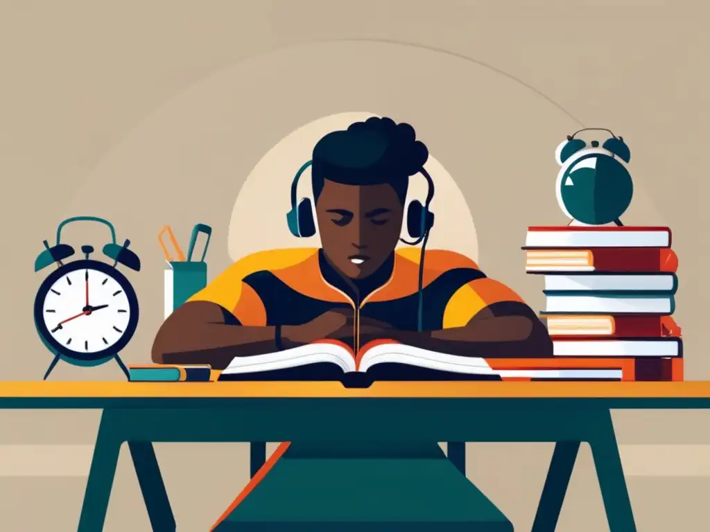 Estudiante atleta equilibrando tiempo y estudios Estudiante atleta equilibrando presiones académicas y deportivas
