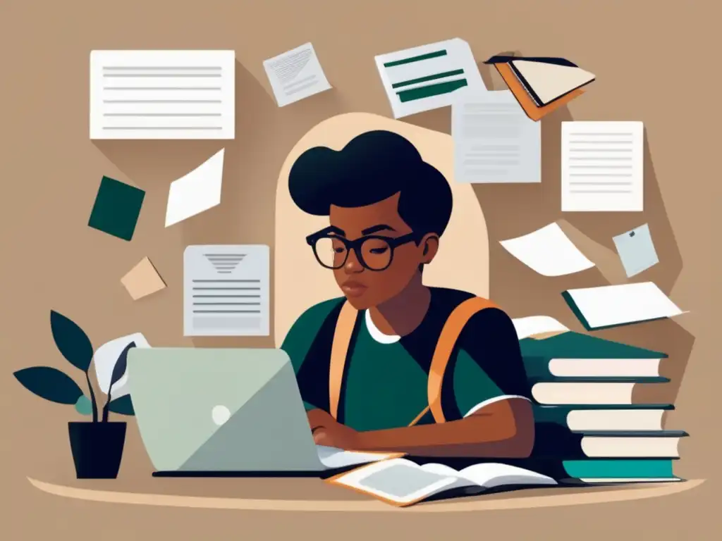 Estudiante concentrado en su escritorio Estudiante abordando brechas académicas en entrevista universitaria