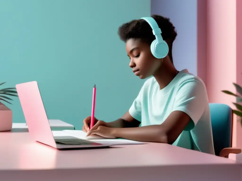 Estudiante concentrado en escritorio Estudiante concentrado en escritorio: Estrategias para superar la ansiedad en exámenes de admisión