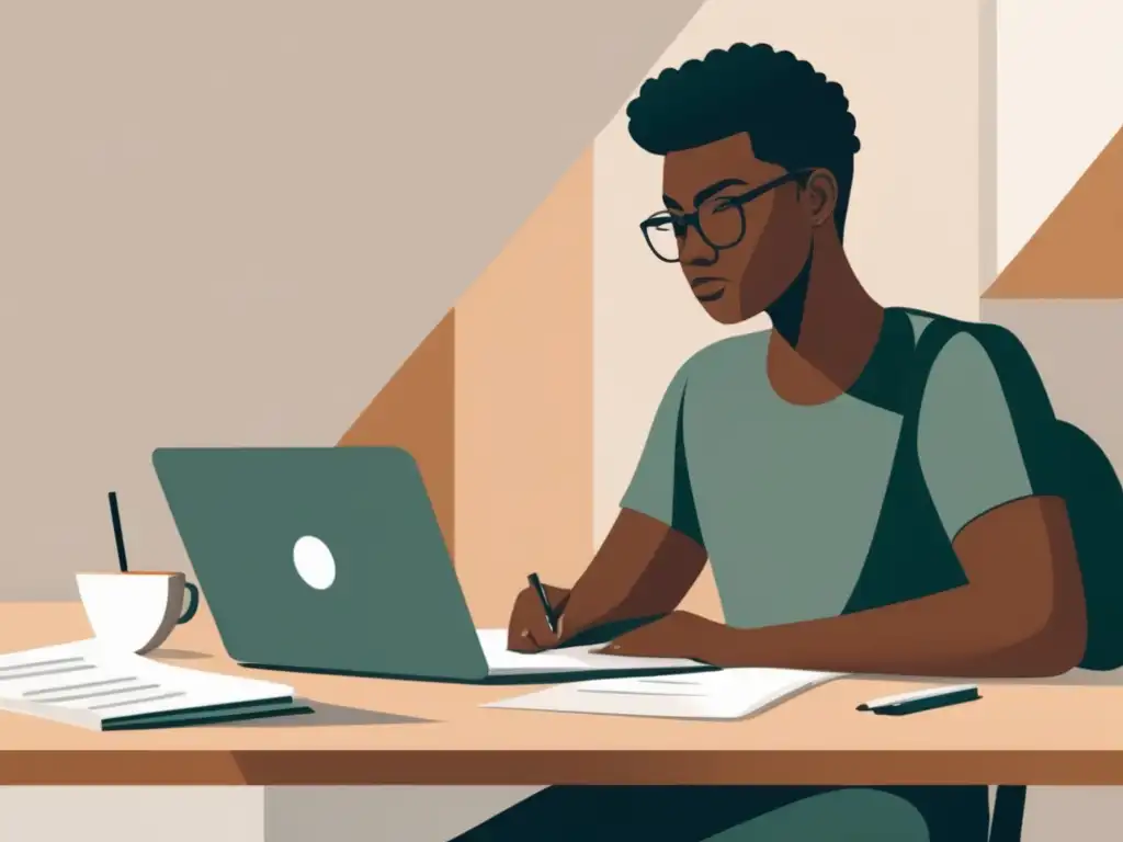 Estudiante concentrado con papeles y lápiz Estudiante concentrado en escritorio, importancia retroalimentación examen admisión