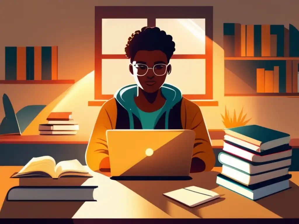Estudiante enfocado y preparado Estudiante concentrado con estrategias de pensamiento positivo para admisiones universitarias