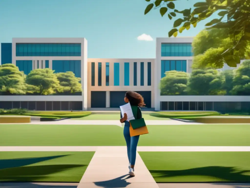 Estudiante confiado en el campus universitario Estudiante confiado superando miedo rechazo universidad