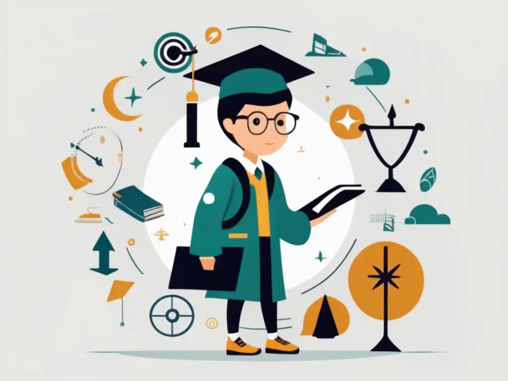 Joven estudiante en encrucijada Estudiante decidido busca camino profesional en educación superior