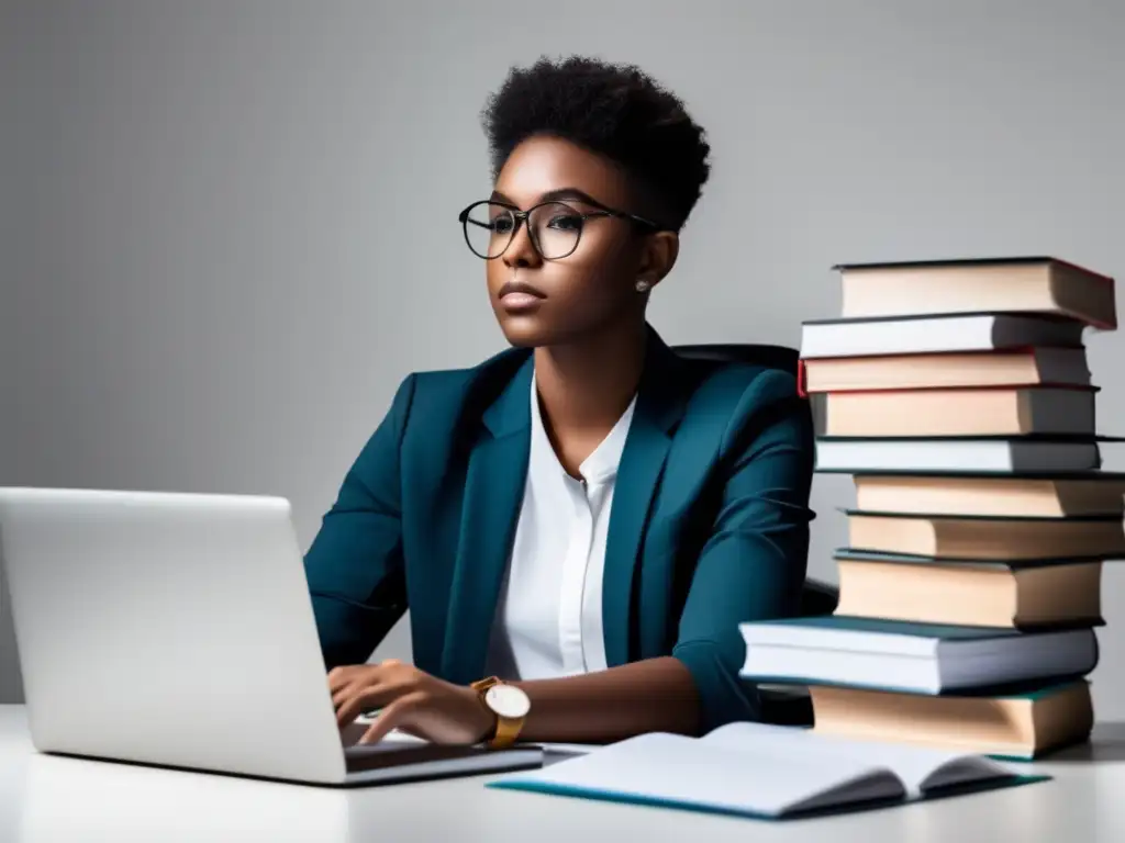 Estudiante enfocado en escritorio Estudiante enfocado en escritorio, libros y materiales de estudio - Proceso de admisiones universitarias eficiente