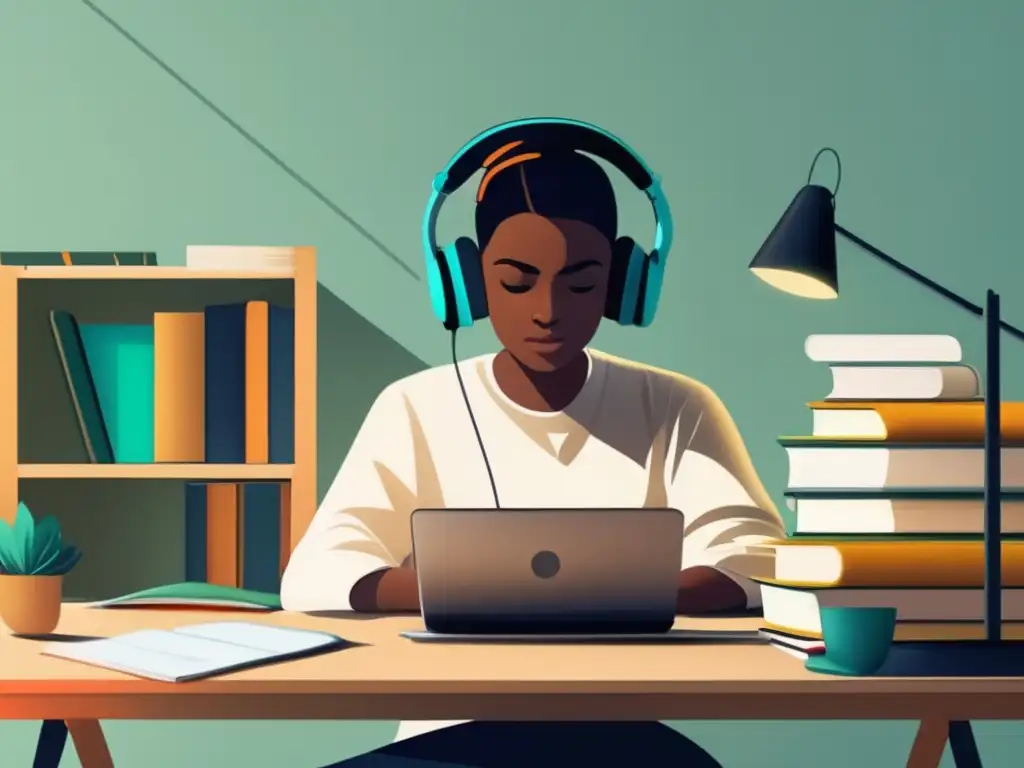 Estudiante concentrado preparándose para exámenes Estudiante enfocado en el estudio con estrategias psicológicas para exámenes de admisión