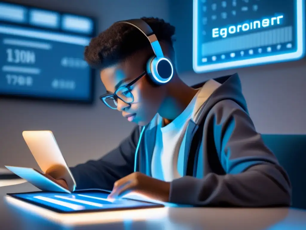Estudiante enfocado en estudio Estudiante enfocado en estudio con recursos digitales - Casos de éxito exámenes admisión digitales