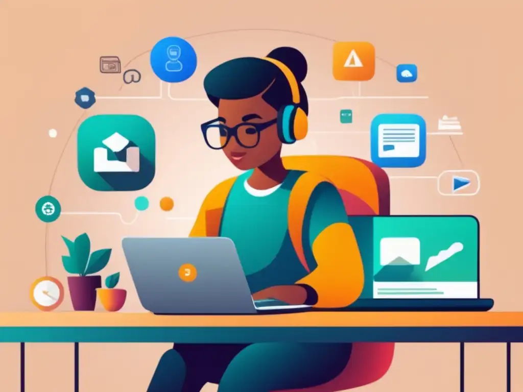 Estudiante enfocado en plataformas virtuales Estudiante enfocado en plataformas virtuales para reducir ansiedad preuniversitaria