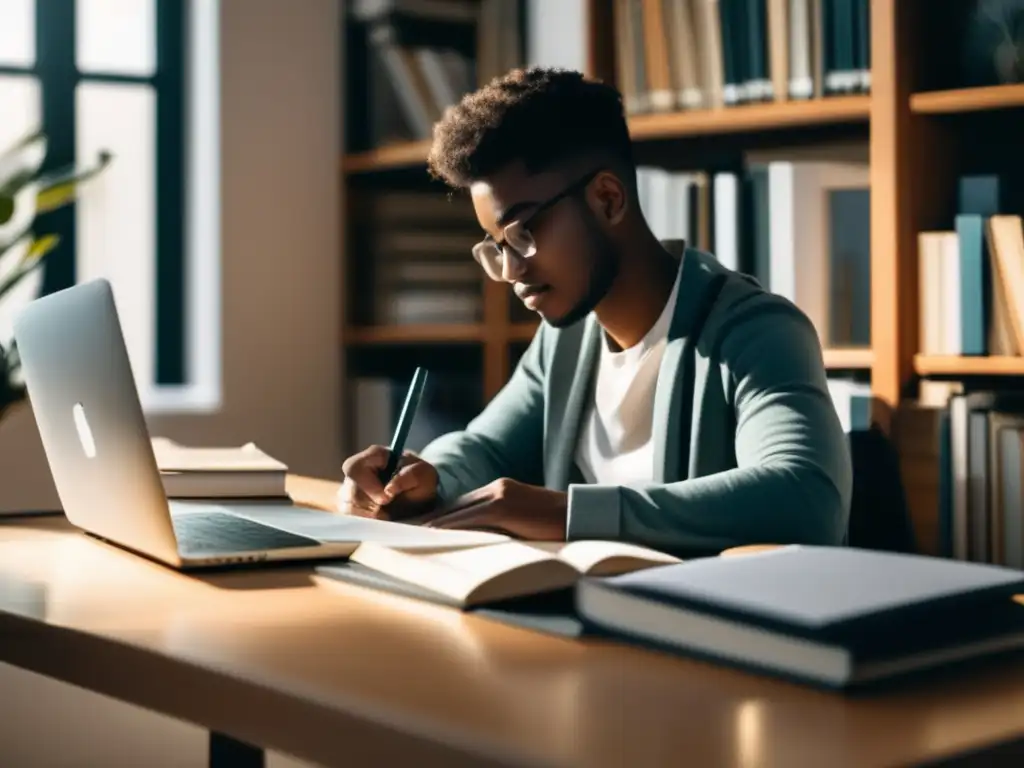 Estudiante enfocado en su escritorio Estudiante enfocado en la preparación universitaria - Estrategias de admisiones universitarias efectivas