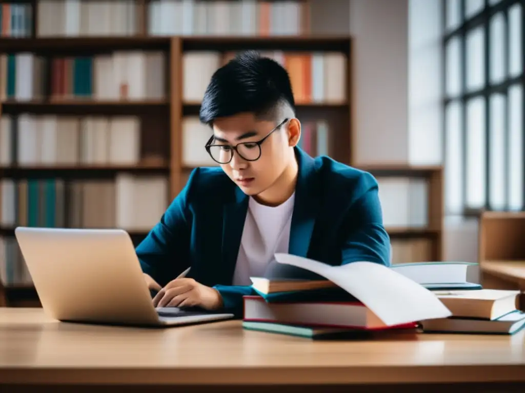 Estudiante estudiando para admisión universidad Estudiante enfocado en la preparación para admisión universidad Beijing