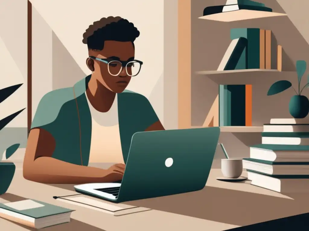 Estudiante enfocado en su estudio Estudiante trabajando en un espacio de estudio moderno y minimalista - Programas de perdón préstamos estudiantiles
