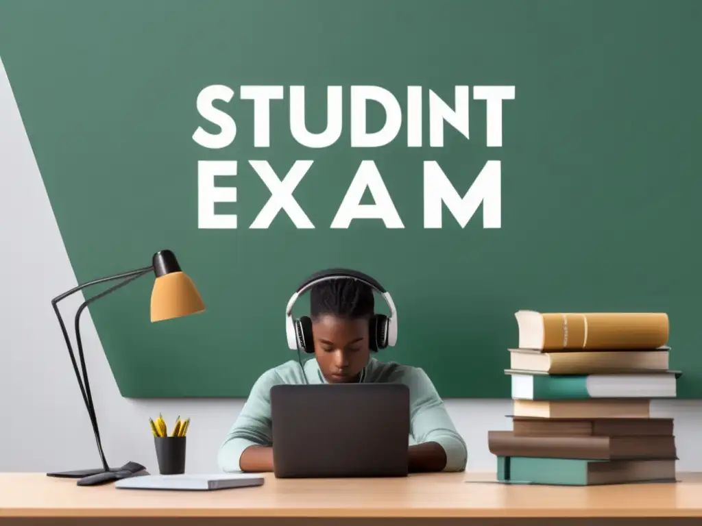 Estudiante preparándose para un examen digital Estudiante preparándose para examen de admisión con consejos para destacar
