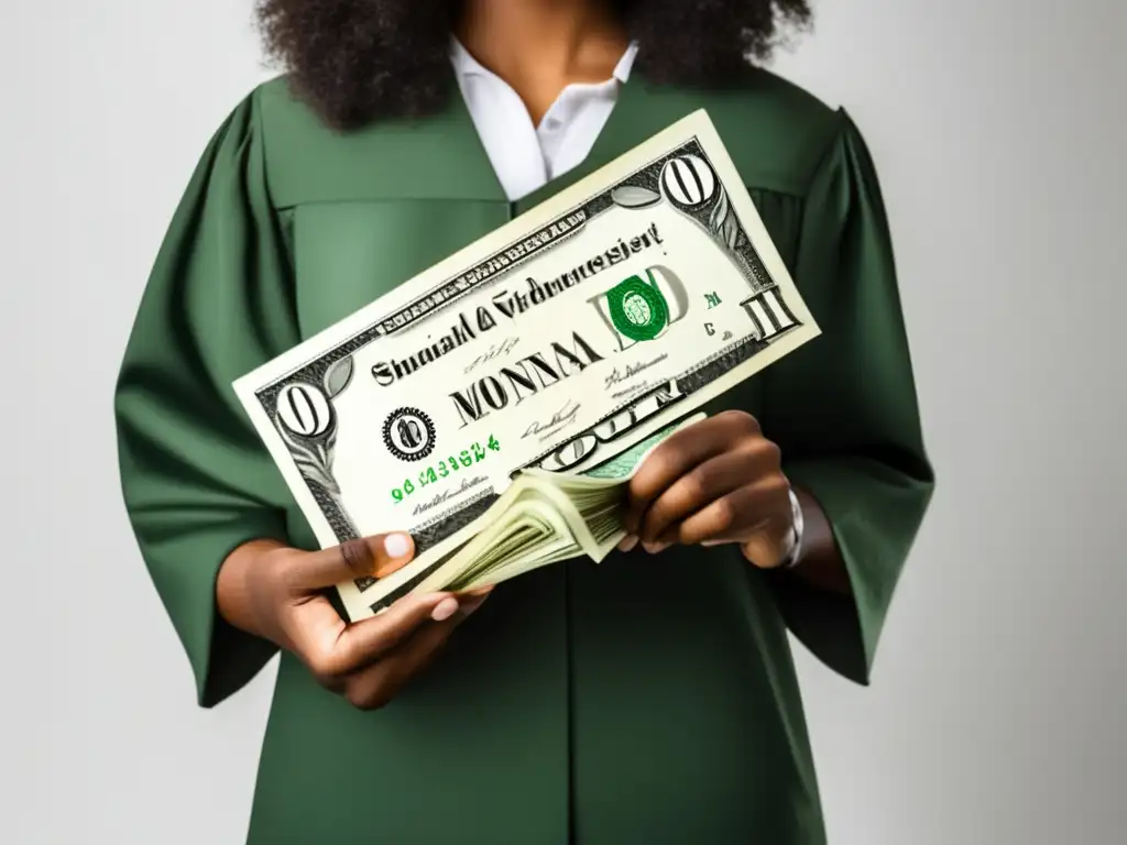 Éxito en becas y ayuda financiera Estudiante exitoso con dinero y diploma: Consejos para mantener becas universitarias