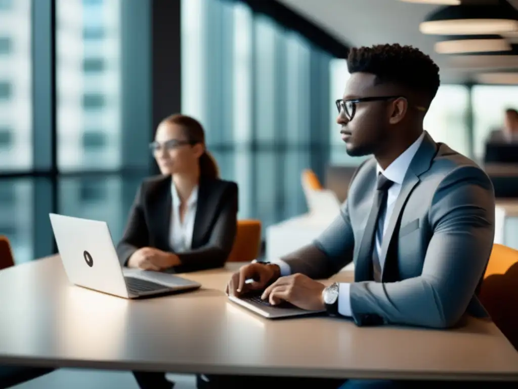 Estudiante profesional en oficina moderna Estudiante en oficina con experiencia laboral en admisiones universitarias