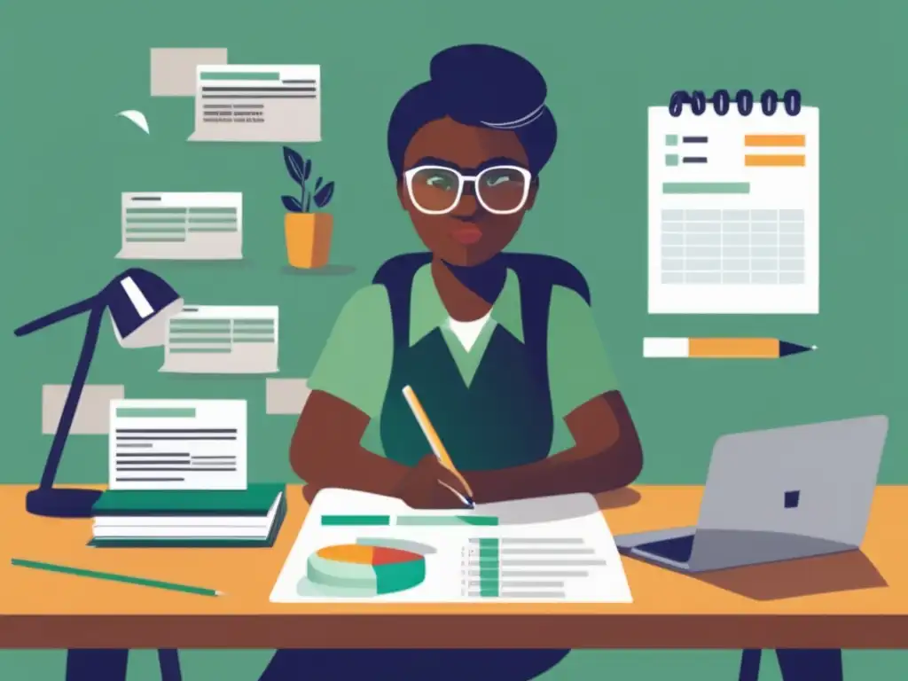 Estudiante enfocado estudiando préstamos estudiantiles Estudiante analizando préstamo estudiantil y planificación financiera