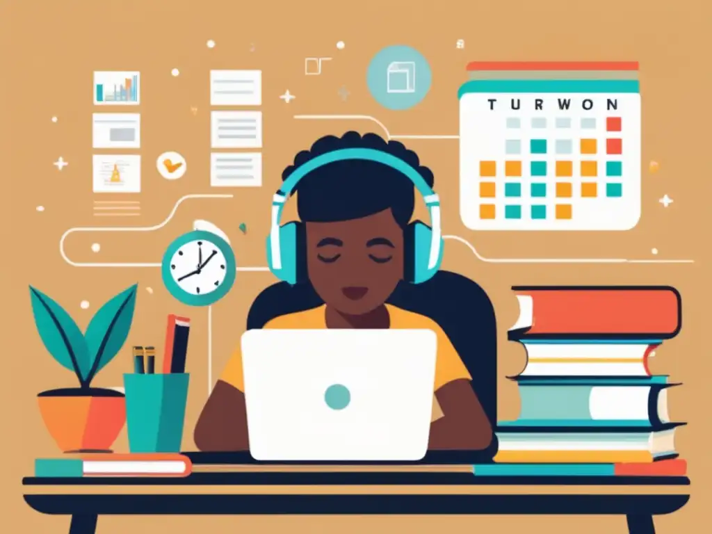 Estudiante concentrado en su escritorio Estudiante preparándose para pruebas de universidades latinoamericanas