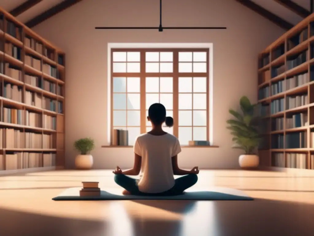 Universidad en mindfulness y tranquilidad Estudiante universitario practicando mindfulness en ambiente académico - Beneficios del mindfulness en admisiones universitarias