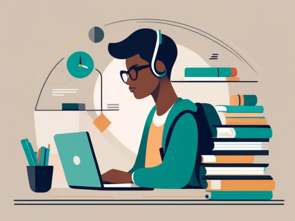 Estudiante universitario enfocado y determinado Estudiante universitario: consejos para equilibrar estudio, trabajo y vida social en la universidad