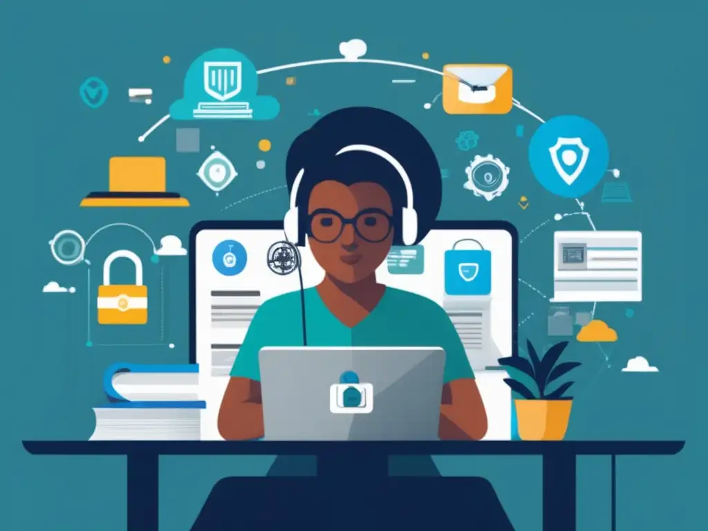 Estudiante protegiendo su privacidad Estudiante universitario enfocado en privacidad en prácticas