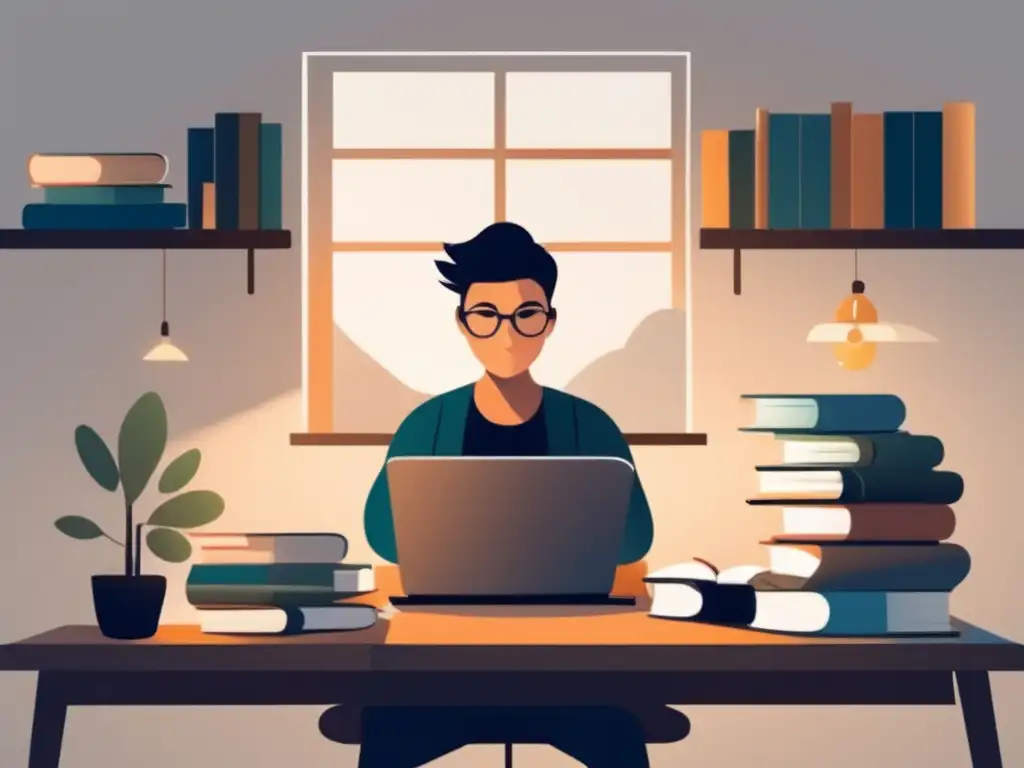 Estudiante concentrado en escritorio Estudiante universitario usando técnicas de autohipnosis
