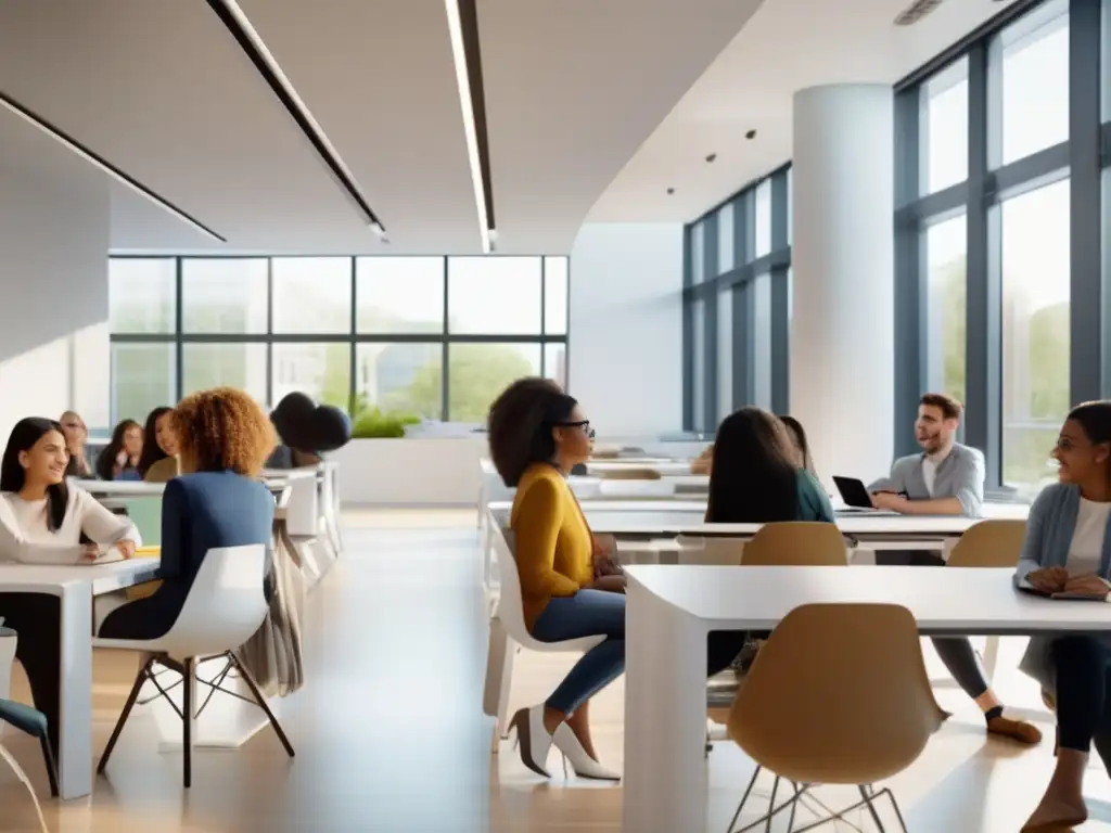 Diversos adultos en aula moderna Estudiantes adultos y no tradicionales en aula moderna con becas de inclusividad y empoderamiento