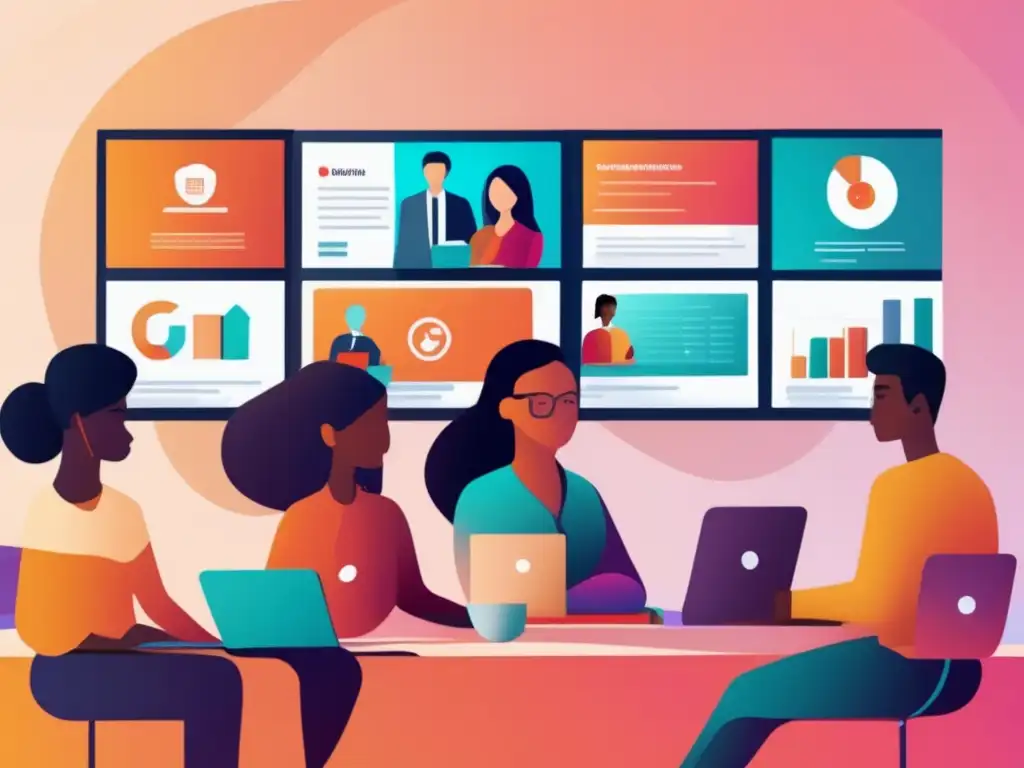 Aula virtual con estudiantes enfocados en cursos online Estudiantes en aula virtual con cursos online: Mejores estrategias admisión