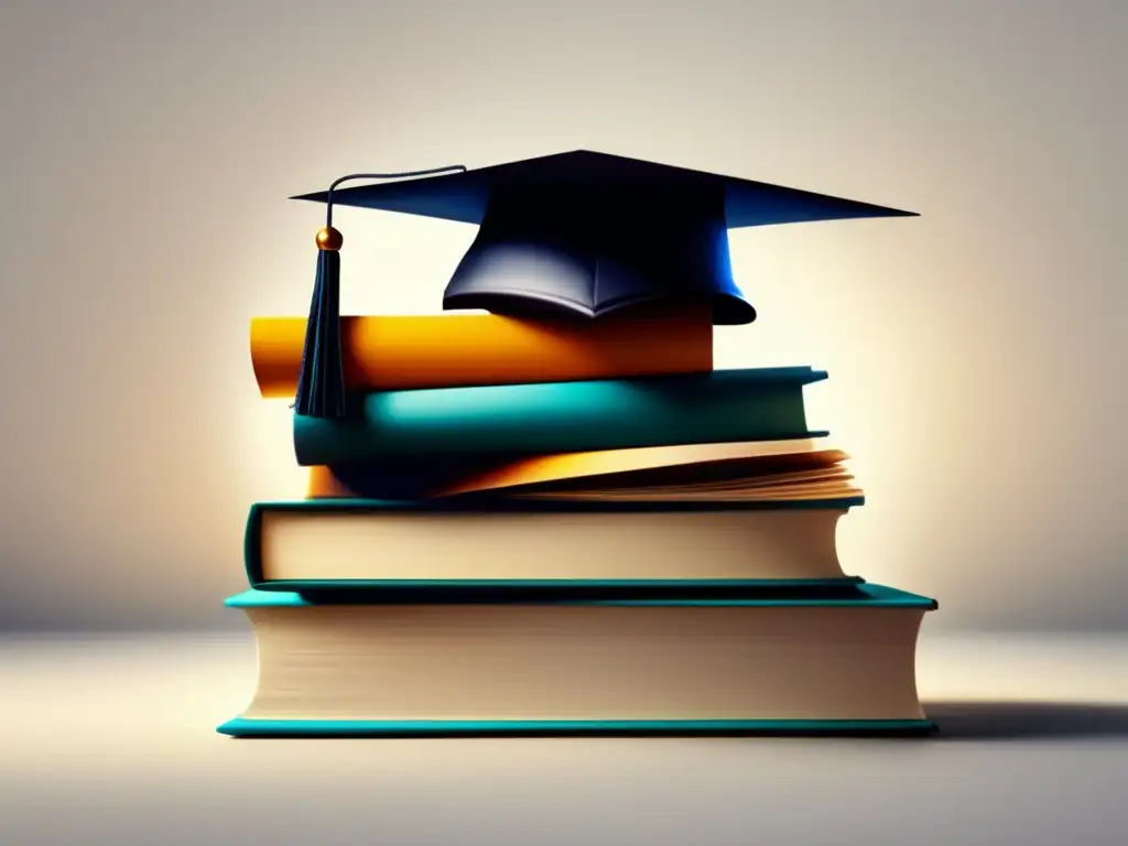 Pila de libros con sombrero de graduación Estudiantes con beneficios fiscales préstamos estudiantiles