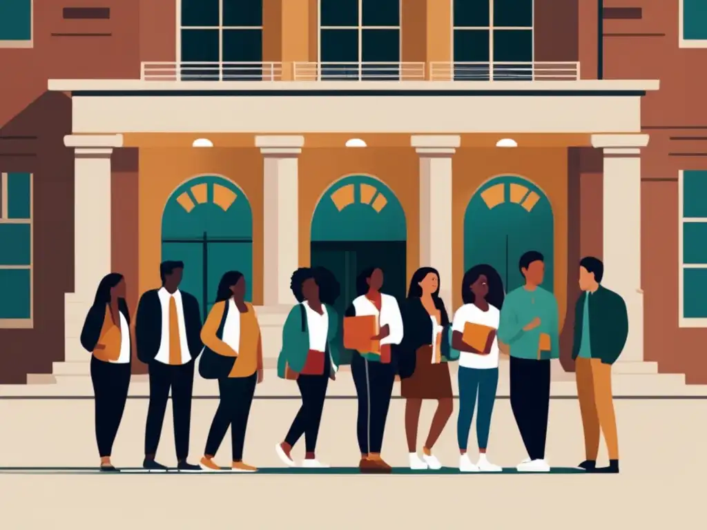 Grupo diverso de estudiantes universitarios Estudiantes diversos desafíos cuotas admisión inclusión educación