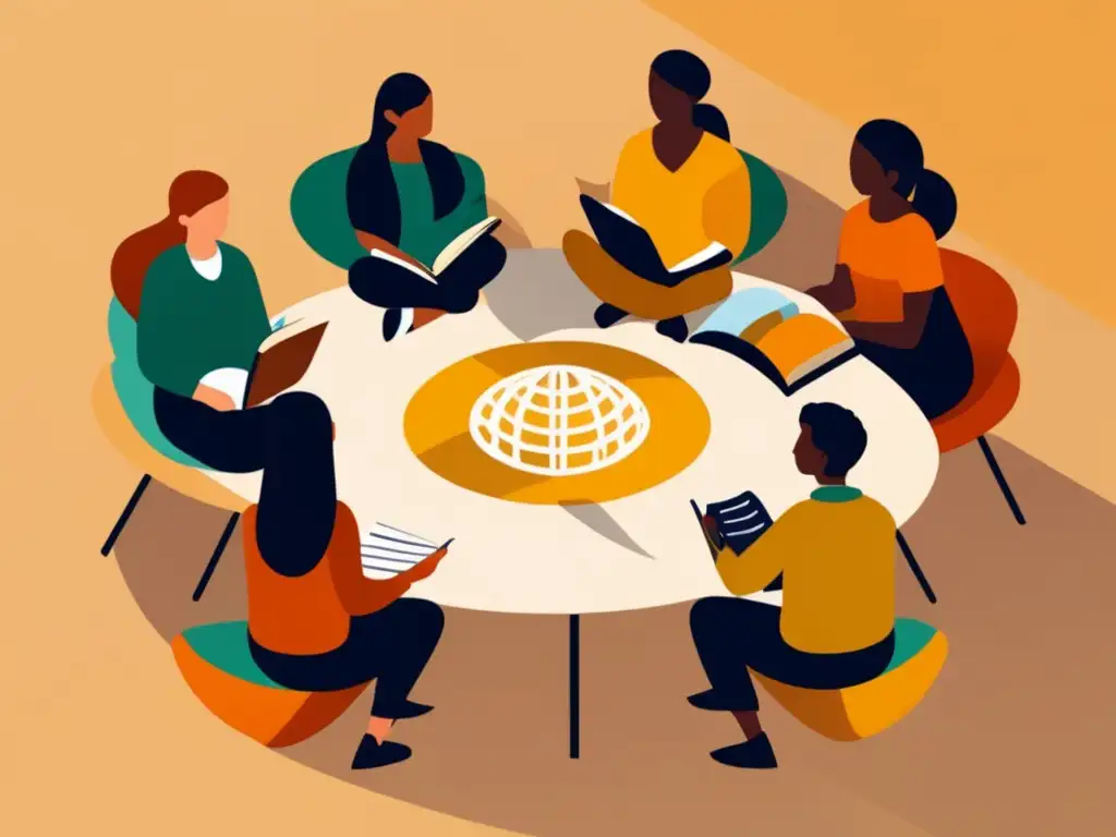 Estudiantes multiculturales discutiendo idiomas Estudiantes diversificados discutiendo la importancia del multilingüismo en educación