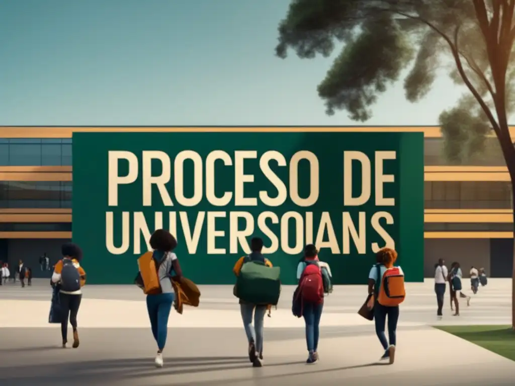 Estudiantes emocionados frente a la universidad Estudiantes diverso en frente de un edificio universitario con el letrero